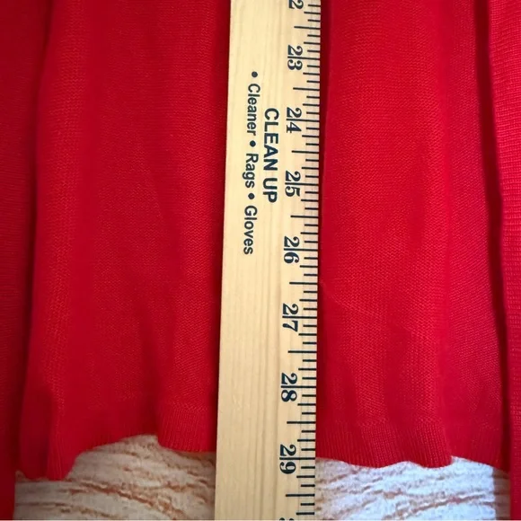 Red Open Front Long Sleeve Knit Cardigan Size Small - Picture 4 of 10